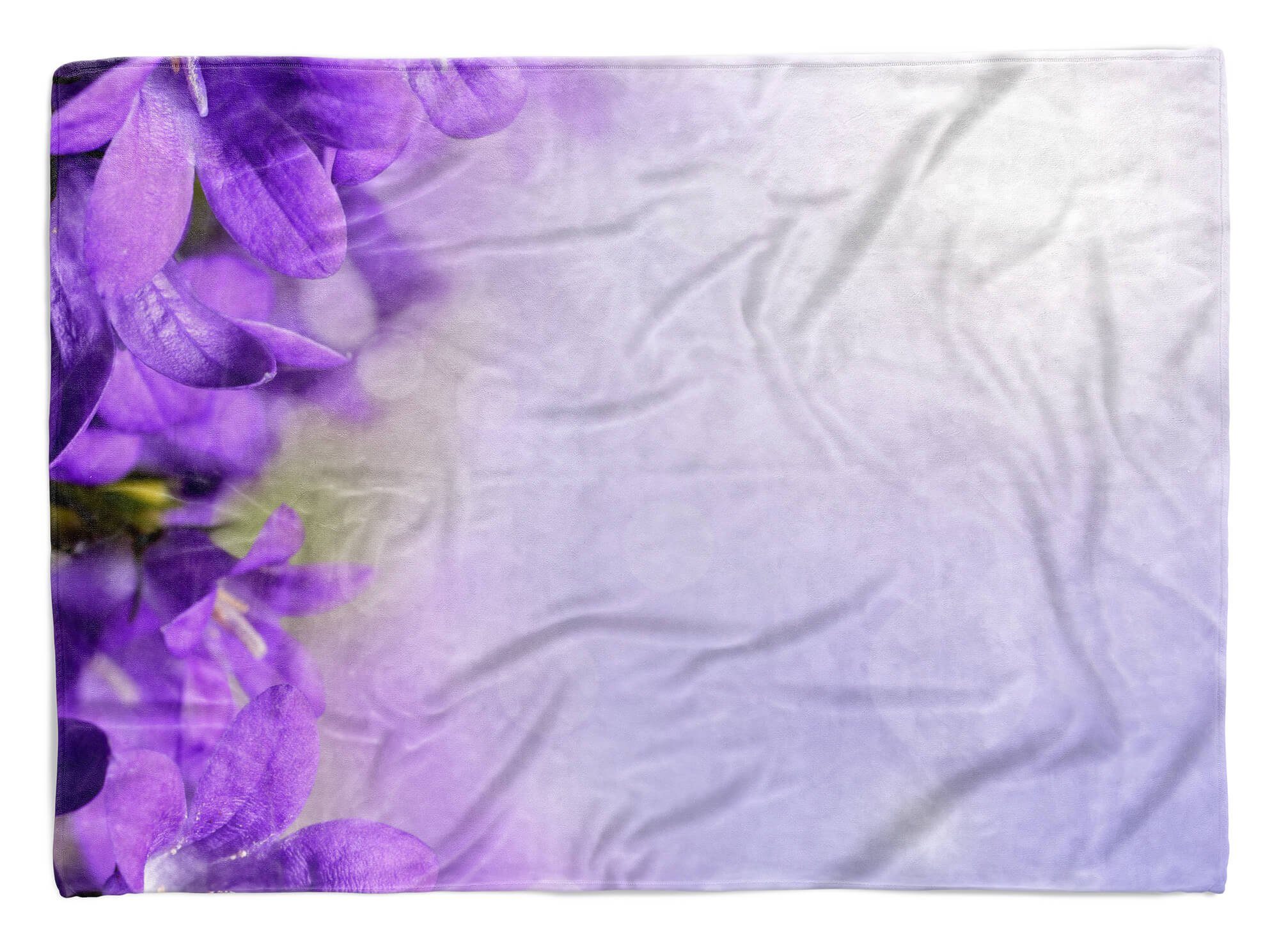 Sinus Art Handtücher Handtuch Strandhandtuch Saunatuch Kuscheldecke mit Fotomotiv Blaue Blüten Somme, Baumwolle-Polyester-Mix (1-St), Handtuch