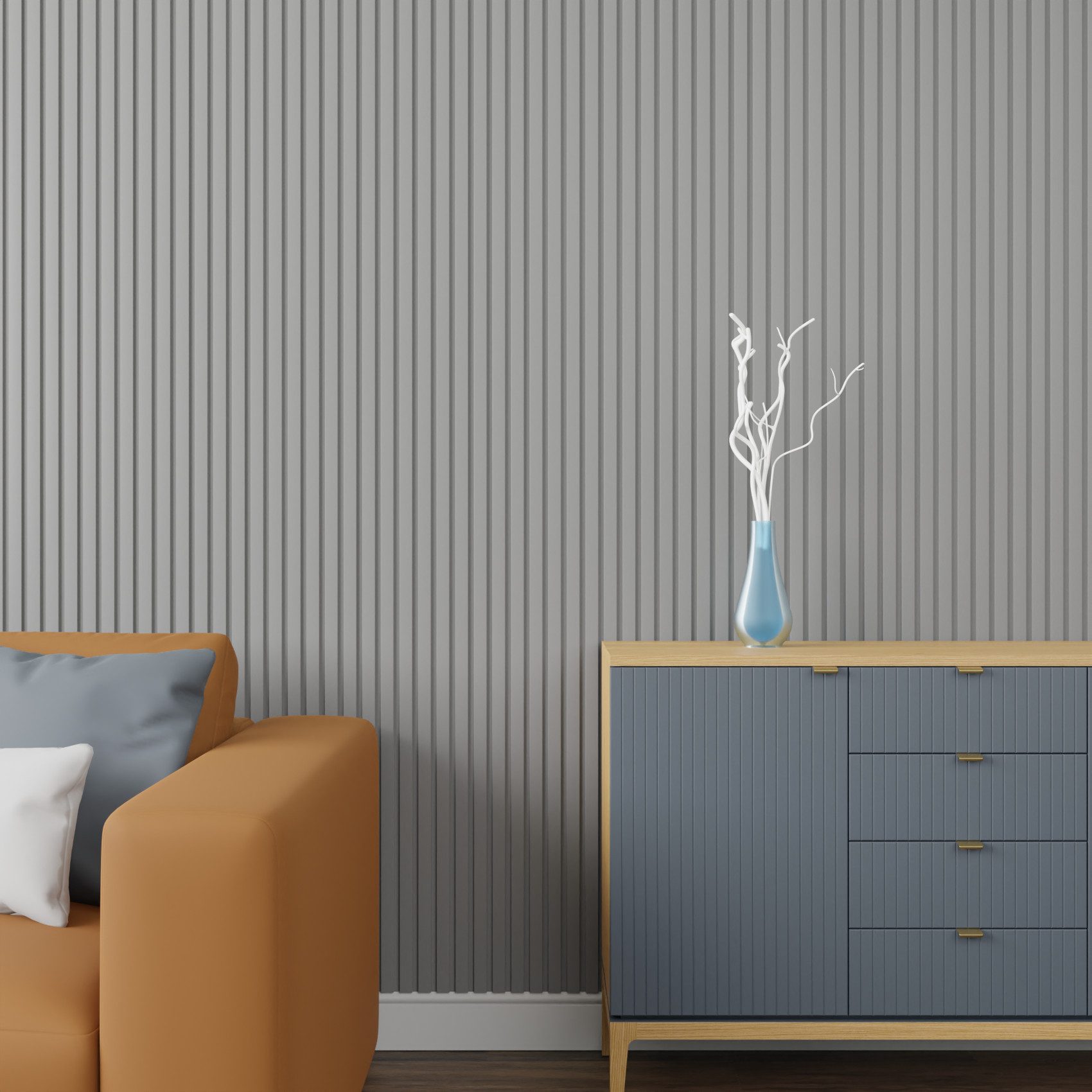 Hexim Wanddekoobjekt Startprofil Beats De Luxe Sandgrey (Beats Lamellen 2,75m MDF Lamellenwand Wandpaneele Lamellenverkleidung Wandverkleidung Akusiktpaneele Holzpaneele Natur Holz (1 Startprofil, Beats De Luxe Sandgrey)