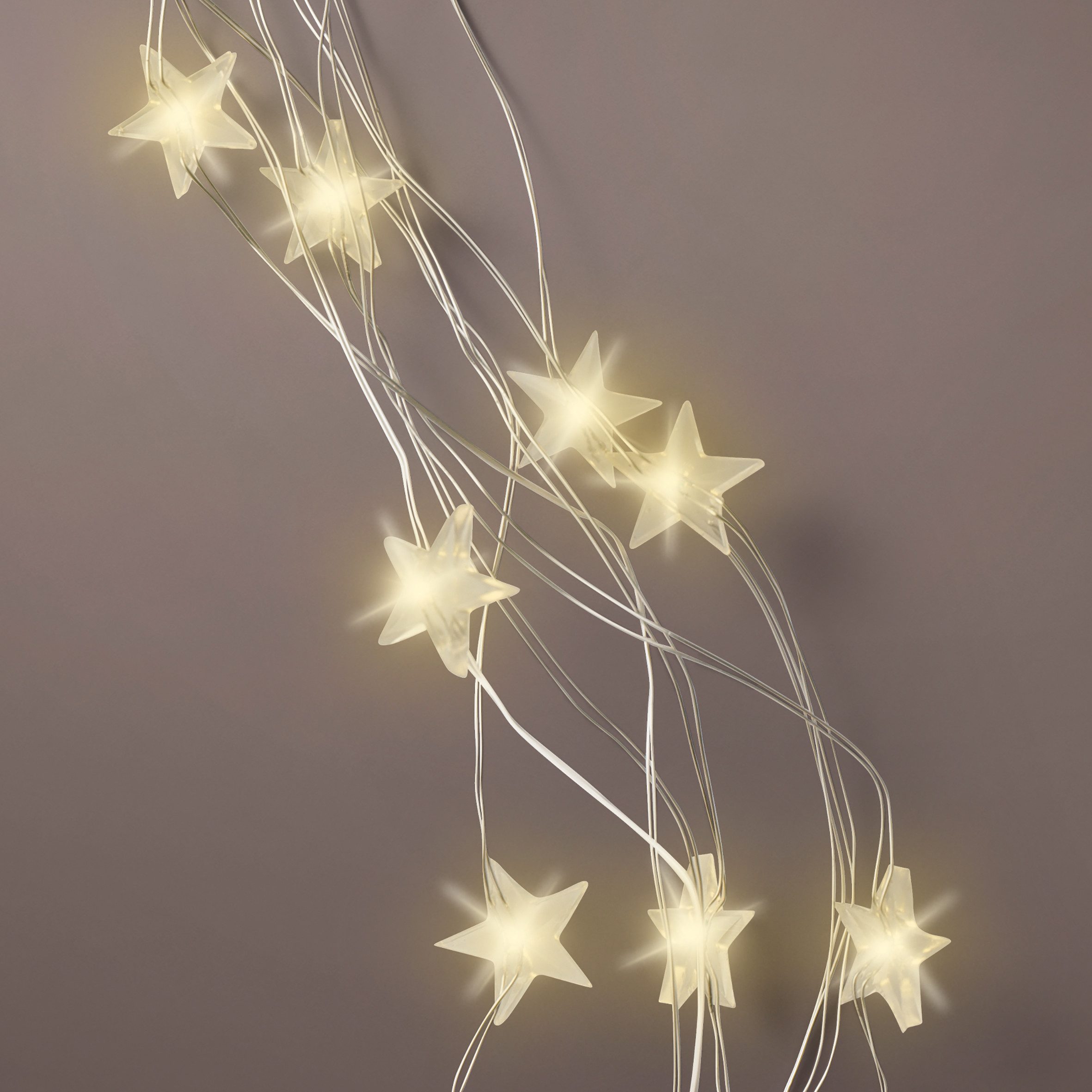 Spetebo LED-Lichterkette Draht Bündel warm weiß mit Sternen - 90 cm -, 64-flammig, mit integriertem Timer (6 Stunden AN / 18 Stunden aus) – Bild 3 von 4