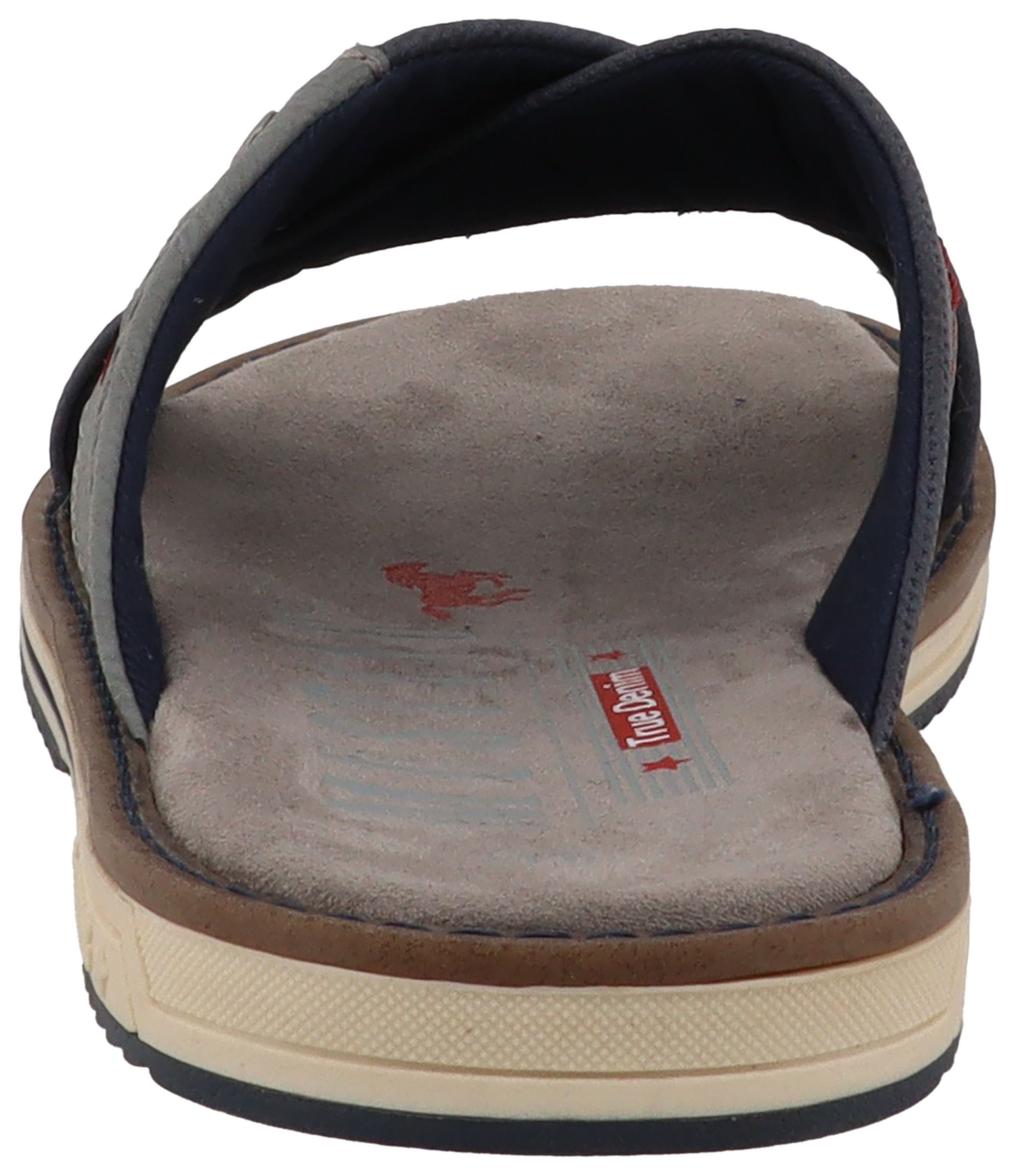 Mustang Shoes Agostino Pantolette Schlupfschuh, Sommerschuh mit modischer Kontrastnaht