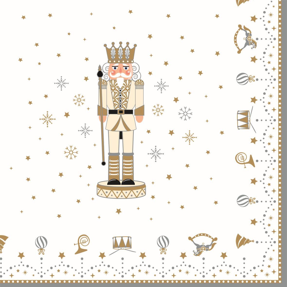 EasyLife Papierserviette Royal Nutcracker, Höhe: 1cm, Farbe: Weiß, Motiv: Nussknacker