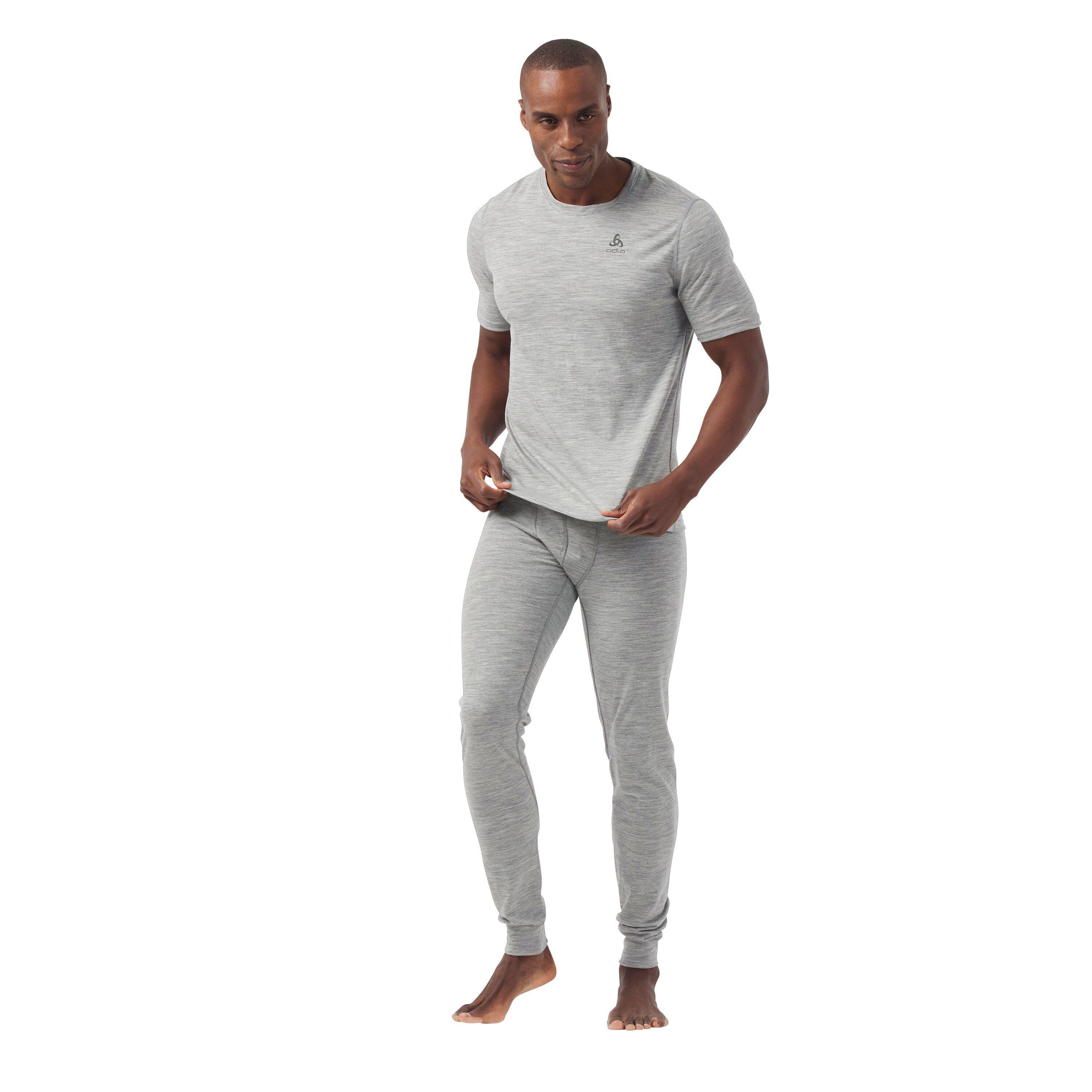 Odlo Funktionsunterhemd Herren 100% Warm Merino T-Shirt Natural Funktionsunterwäsche grey melange