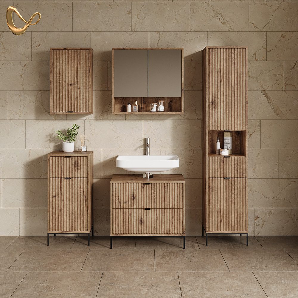 Livinity® Waschbeckenunterschrank Aterno, Viking Oak, 70 x 63 cm mit 2 ausziehbaren Schubladen (1-St) – Bild 2 von 5