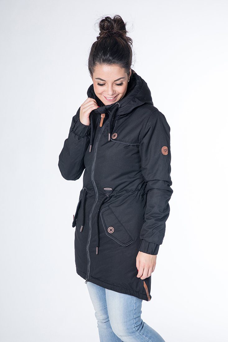 Kapuze CS und & Alife Kragen COAT CHARLOTTE hochschließendem mit Funktionsparka black Kickin II