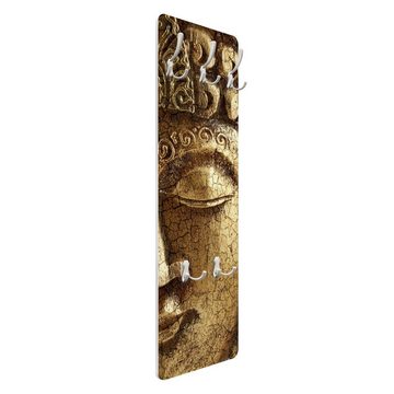 Bilderdepot24 Garderobenpaneel gold Spirituell Retro Vintage Vintage Buddha Design (ausgefallenes Flur Wandpaneel mit Garderobenhaken Kleiderhaken hängend), moderne Wandgarderobe - Flurgarderobe im schmalen Hakenpaneel Design