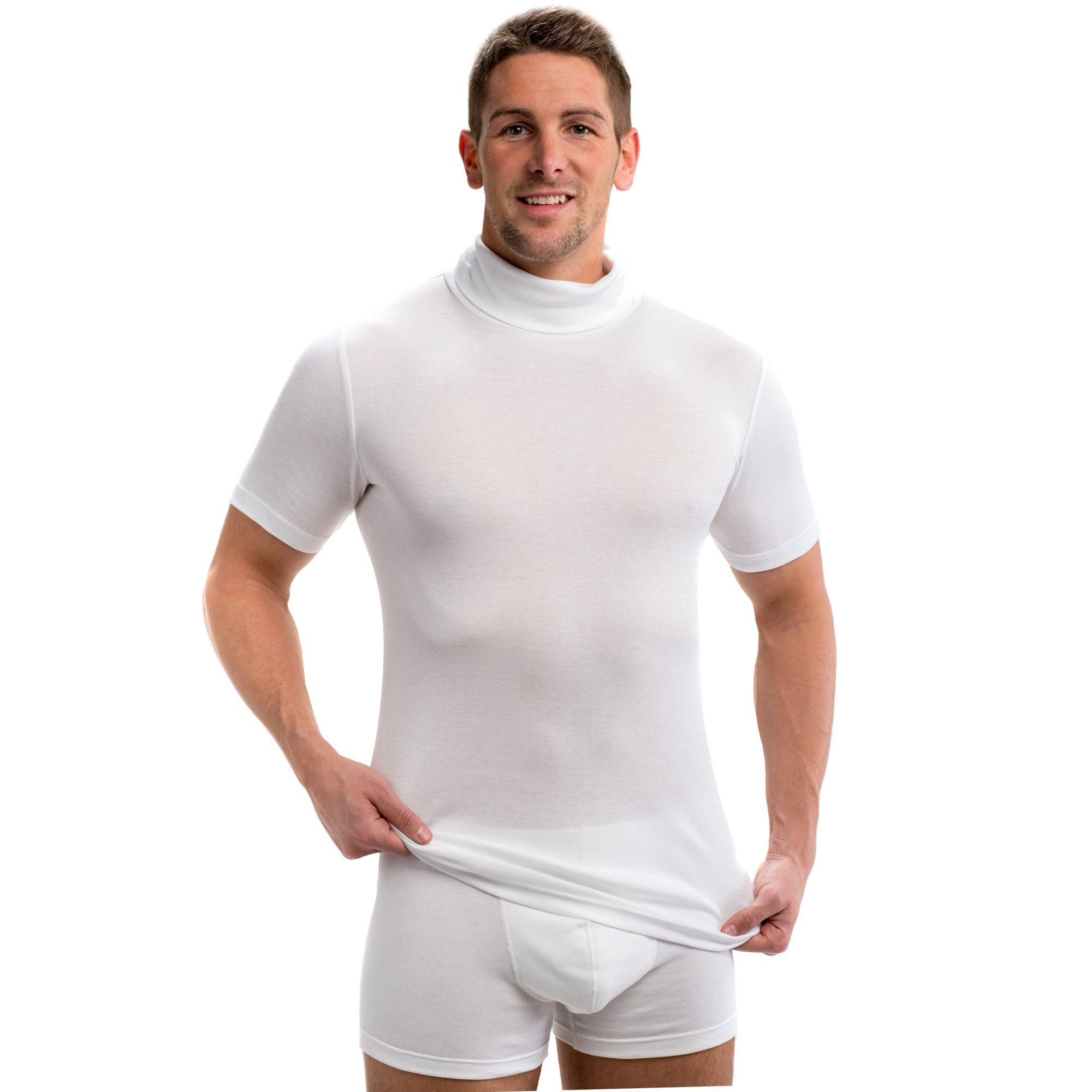 HERMKO Unterziehshirt 16855 2er Pack Herren kurzarm Shirt mit Rollkragen günstig online kaufen