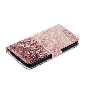 CLM-Tech Handytasche für Samsung Galaxy A15 5G Hülle Tasche aus Kunstleder Klapphülle (rosegold, Handyhülle Wallet Flip Case Cover Etui), Schutzhülle mit Standfunktion, Kartenfächer, und Magnetverschluss