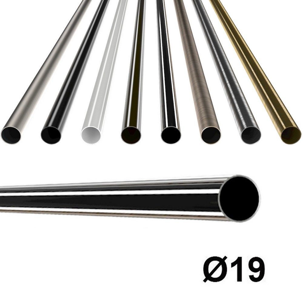 MDEKOR Gardinenstange Gardinenrohr aus Metall – Stahlrohr für Stangen Ø 16, 19 & 25 mm, Ø 19 mm Edelstahl, Länge 120 cm