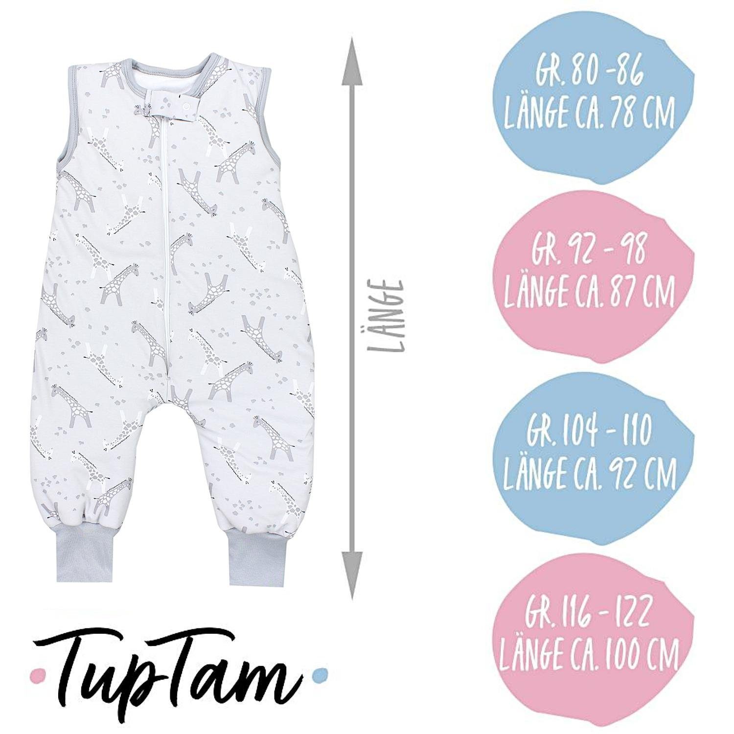 TupTam Babyschlafsack Winter OEKO-TEX Beinen Graue 2,5 zertifiziert Weiß mit Schlafsack Giraffen TOG Unisex