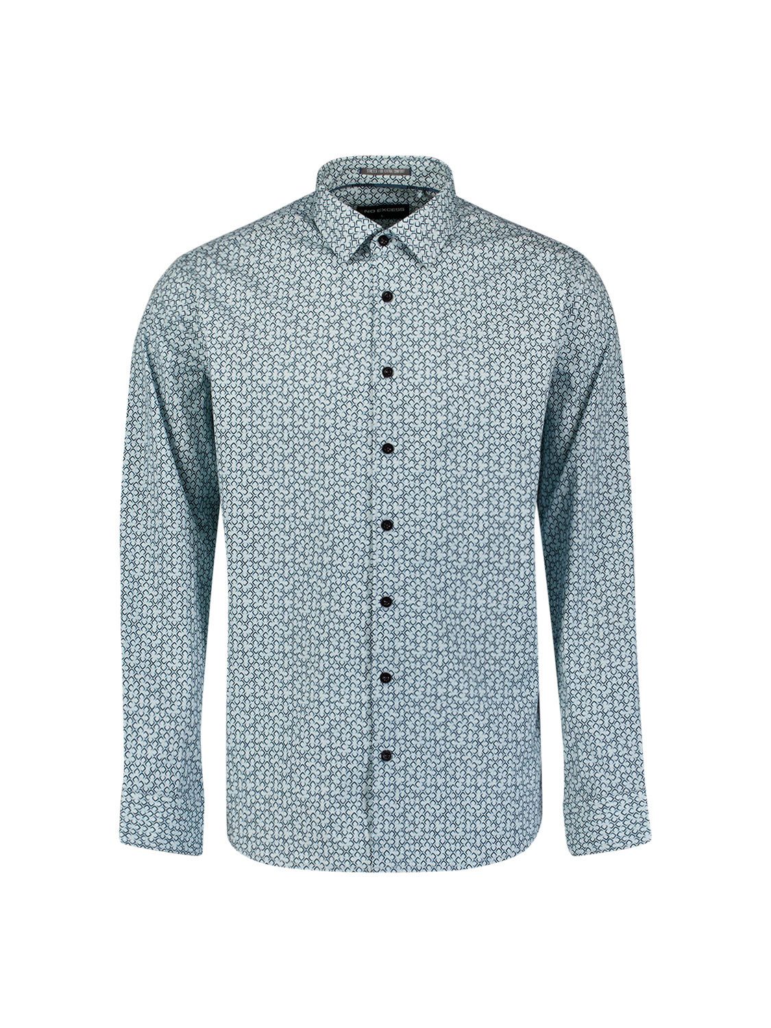 NO EXCESS Businesshemd Shirt Stretch Allover Printed - Musterhemd Stretch