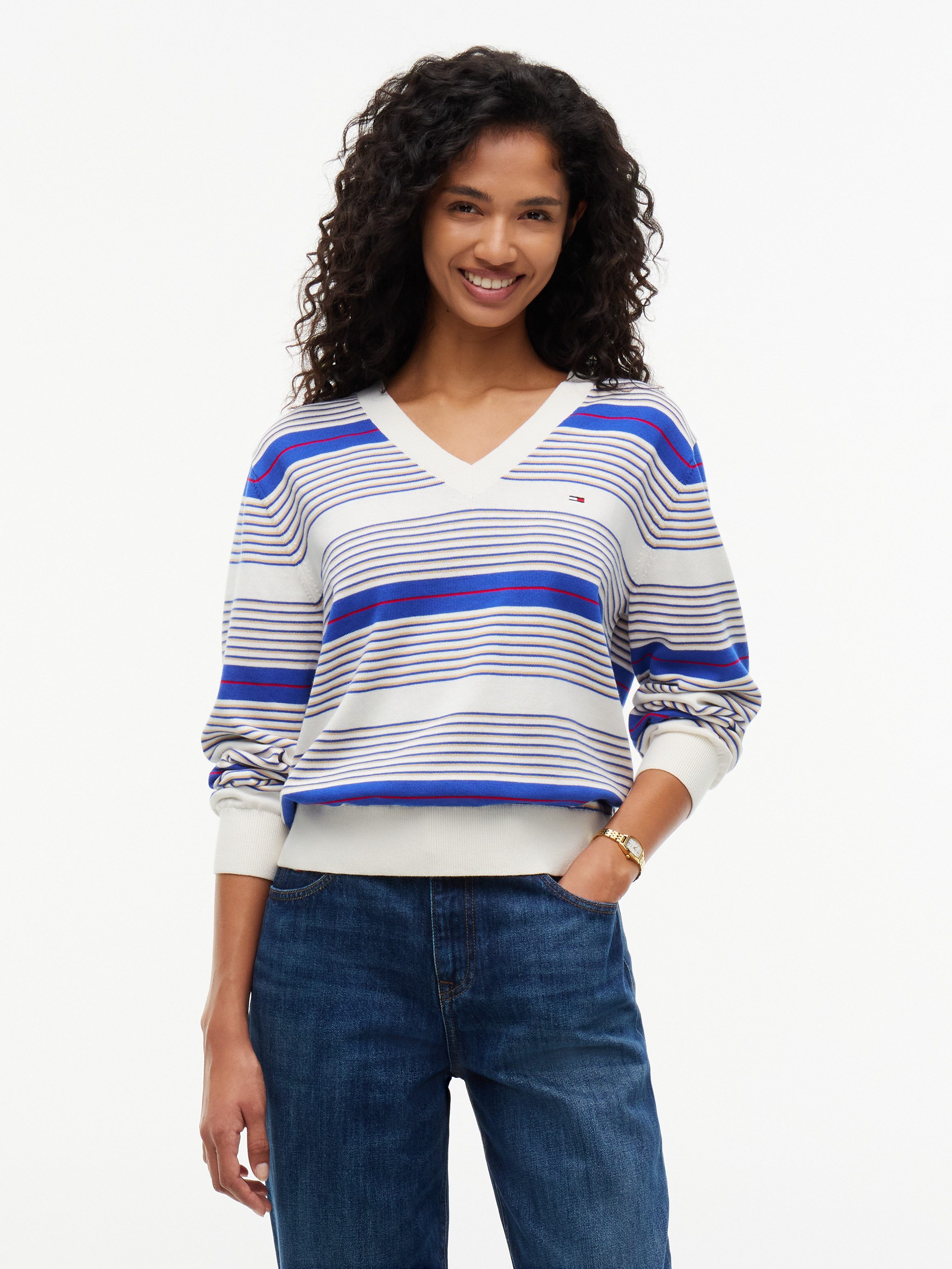 Tommy Jeans Strickpullover TJW ESSENTIAL VNECK SWEATER EXT Baumwolle