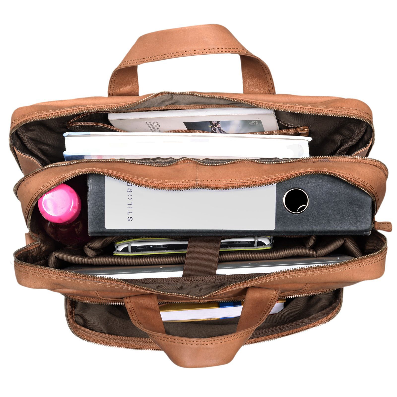 STILORD Laptoptasche "Alan" Umhängetasche Leder groß