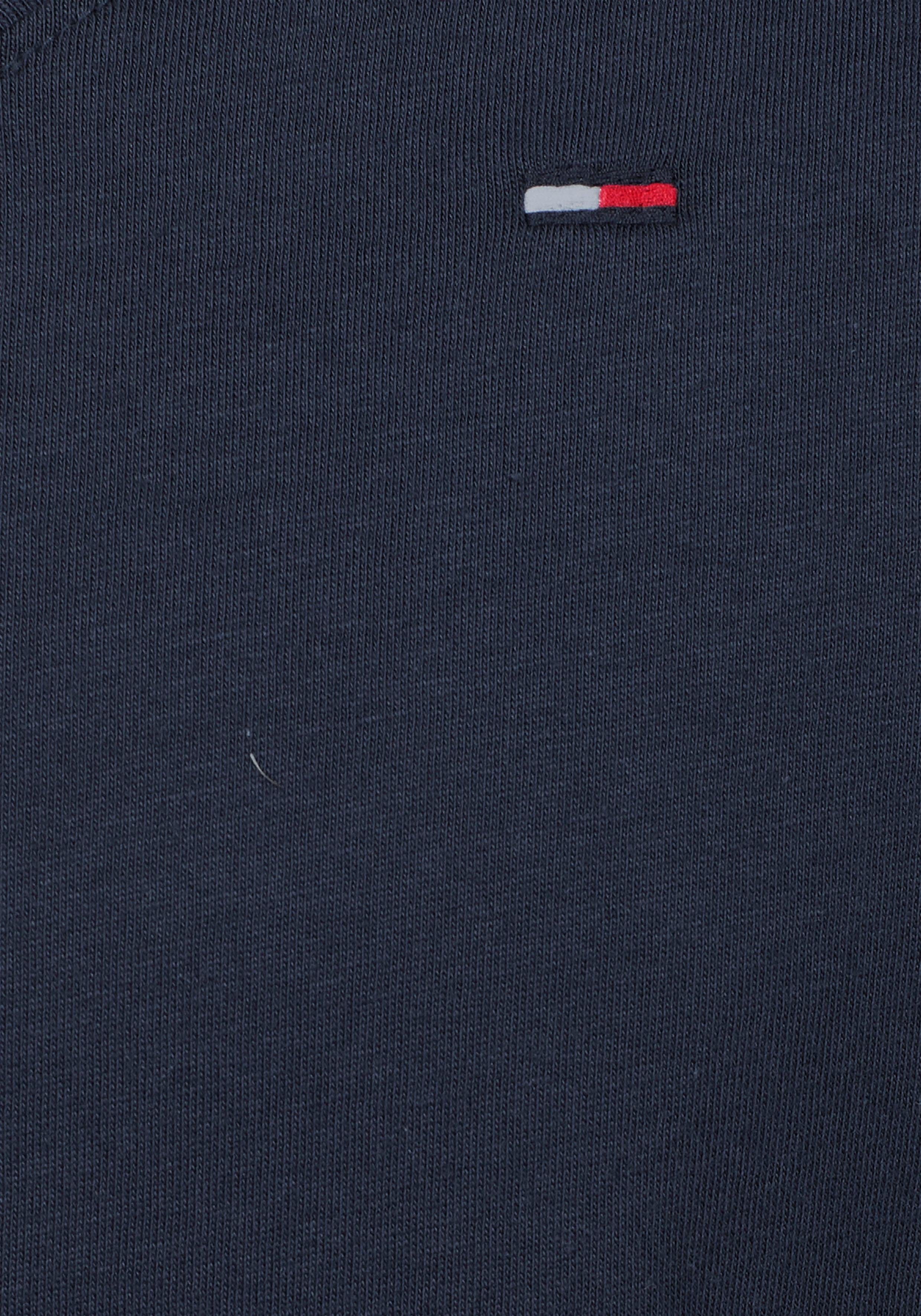 V NECK TJM mit Logo-Flag JERSEY TEE Jeans IRIS und ORIGINAL Tommy dezenter T-Shirt BLACK V-Ausschnitt