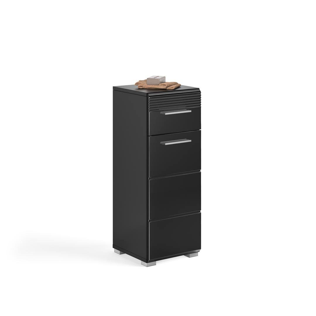 xonox.home Badezimmerspiegelschrank Linus Badschrank 1 Tür, 1 Schublade Hochglanz schw