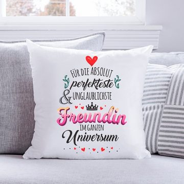 GRAVURZEILE Zierkissen mit Spruch - Für die perfekte Freundin - Geschenk für Freunde -