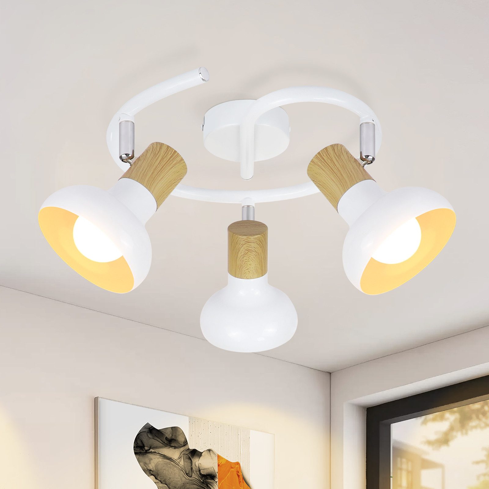 ZMH Deckenstrahler 3 Flammig E14 Deckenlampe Vintage 350°Schwenkbar für Flur Wohnzimmer, Hochwertige Design, ohne Leuchtmittel, Schwarz Vintage Deckenleuchte Innen Schlafzimmer