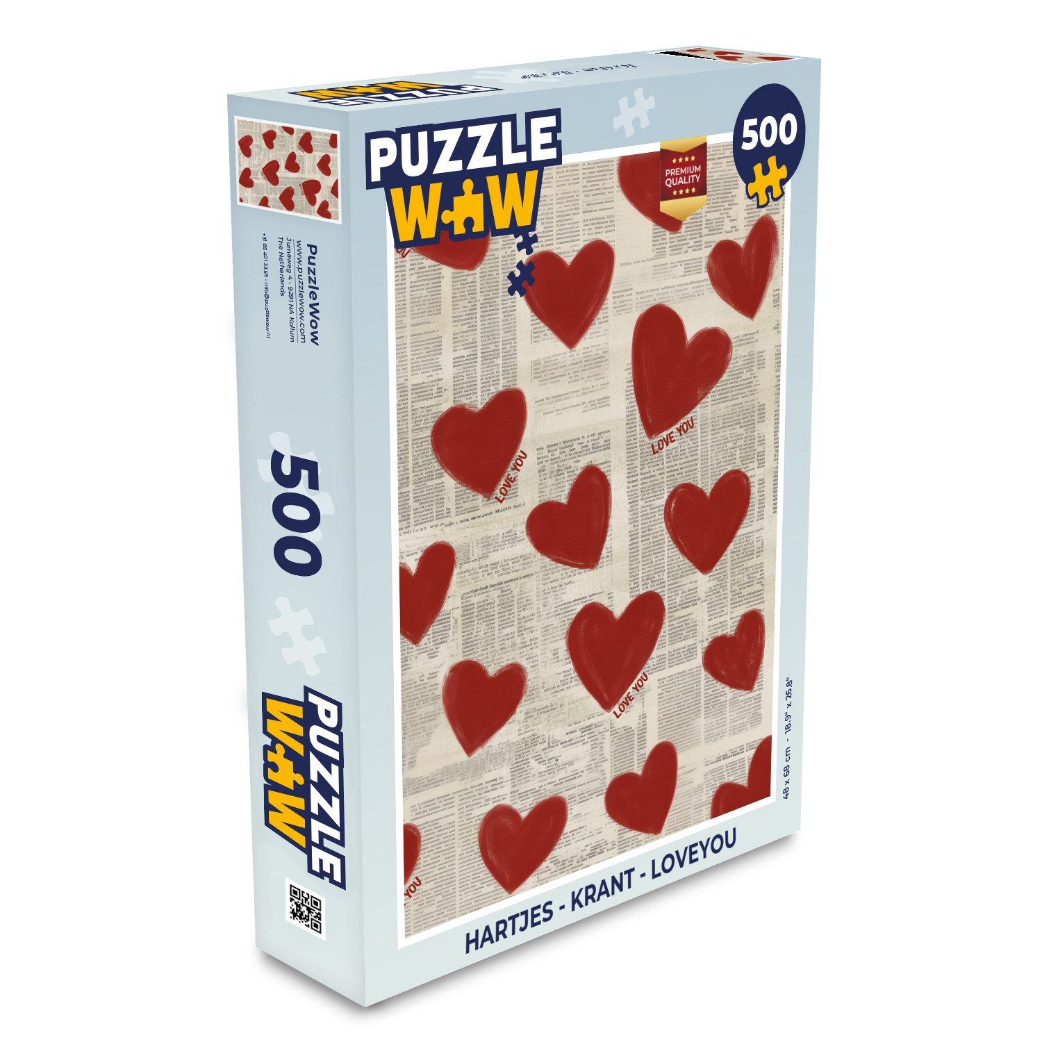 MuchoWow Puzzle Herzen - Zeitung - Loveyou, 500 Puzzleteile, Foto-Puzzle, Bilderrätsel, Puzzlespiele, Spielzeug