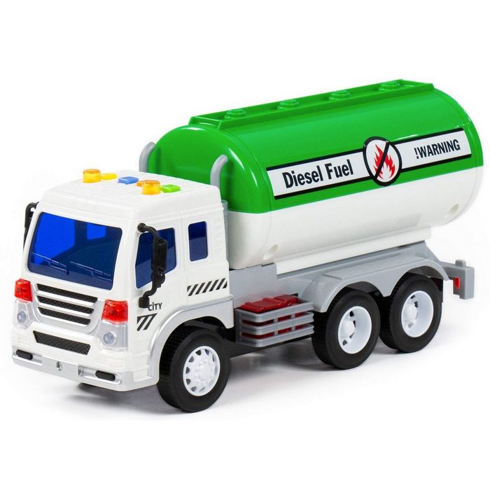 Polesie Spielzeug-LKW Tankwagen LKW CITY grün Schwungrad mit Licht Sound
