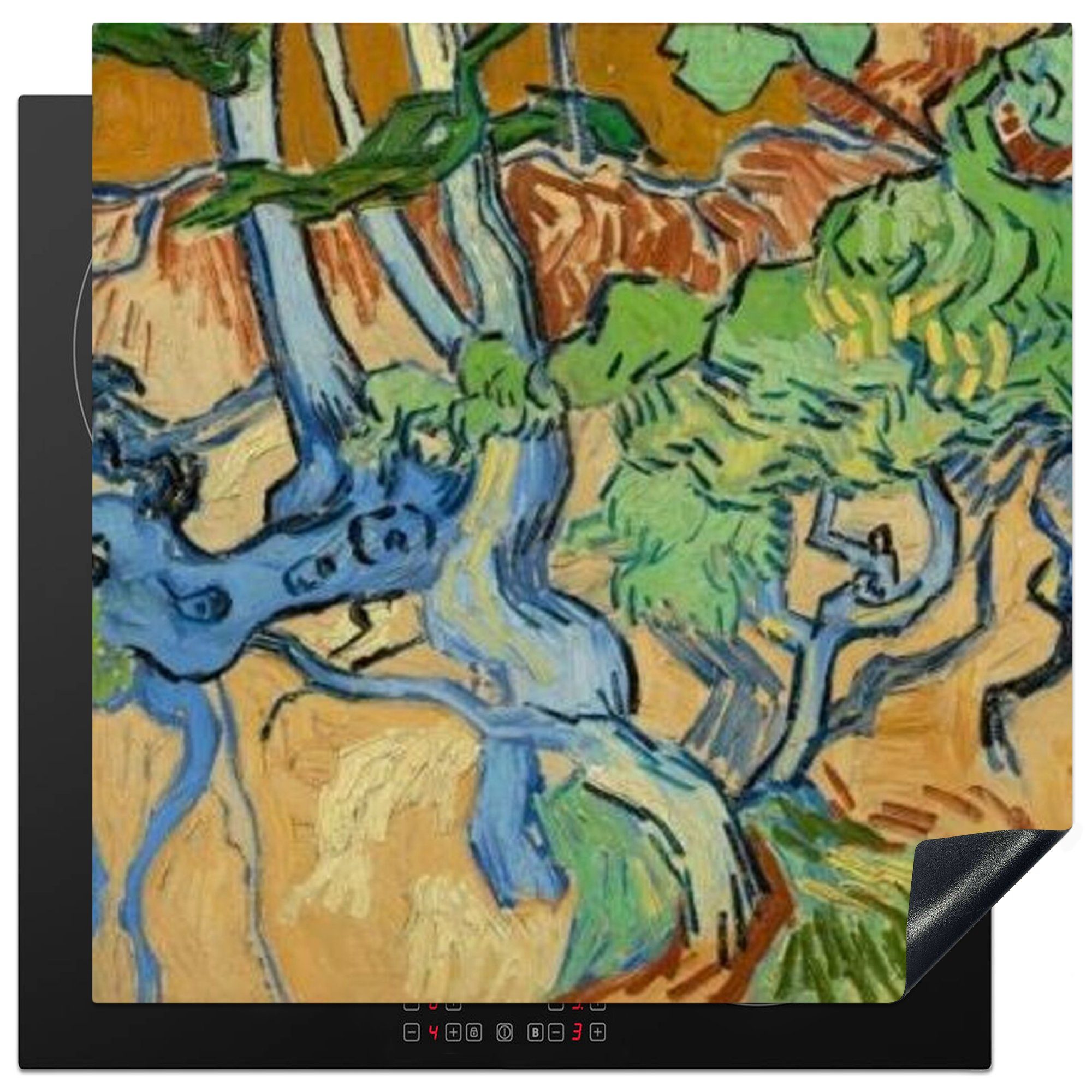 MuchoWow Herdblende-/Abdeckplatte Baumwurzeln - Vincent van Gogh, Vinyl, (1 tlg), 78x78 cm, Ceranfeldabdeckung, Arbeitsplatte für küche