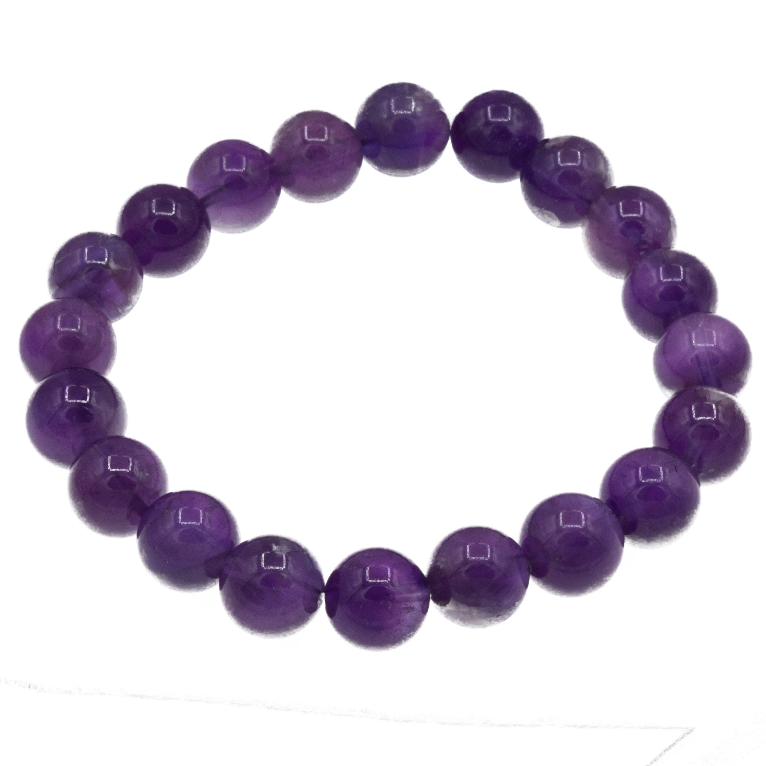 Bella Carina Perlenarmband Armband mit 10 mm hochwertigen Amethyst Perlen elastisch, hochwertiger Amethyst
