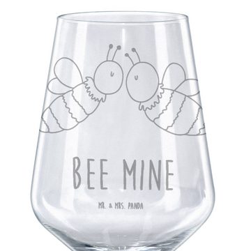 Mr. & Mrs. Panda Rotweinglas Biene Liebe - Transparent - Geschenk, Weinglas mit Gravur, Hochwertig, Premium Glas, Spülmaschinenfest