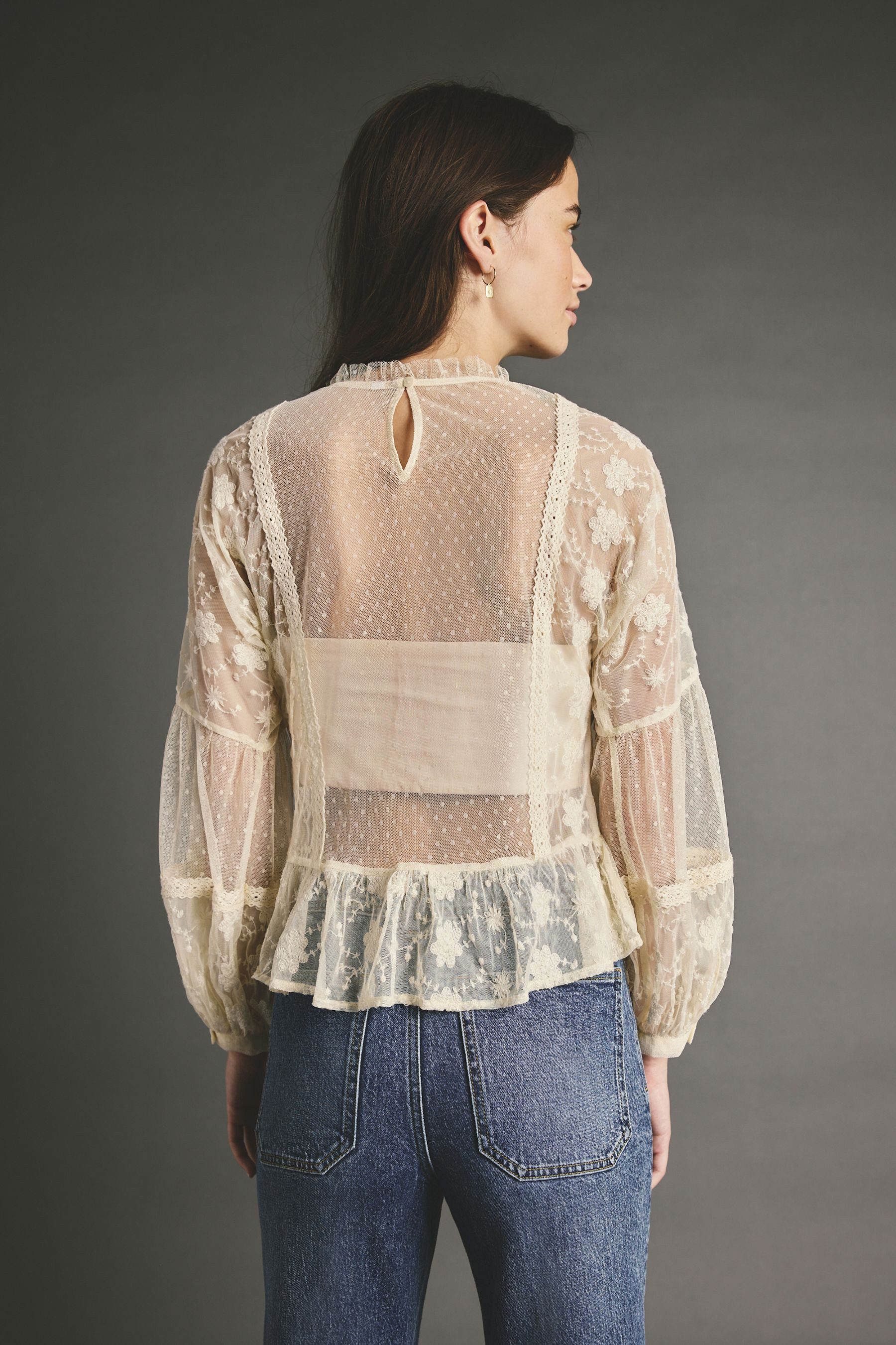 Next Blusenshirt Transparente hochgeschlossene Spitzenbluse (1-tlg) günstig online kaufen