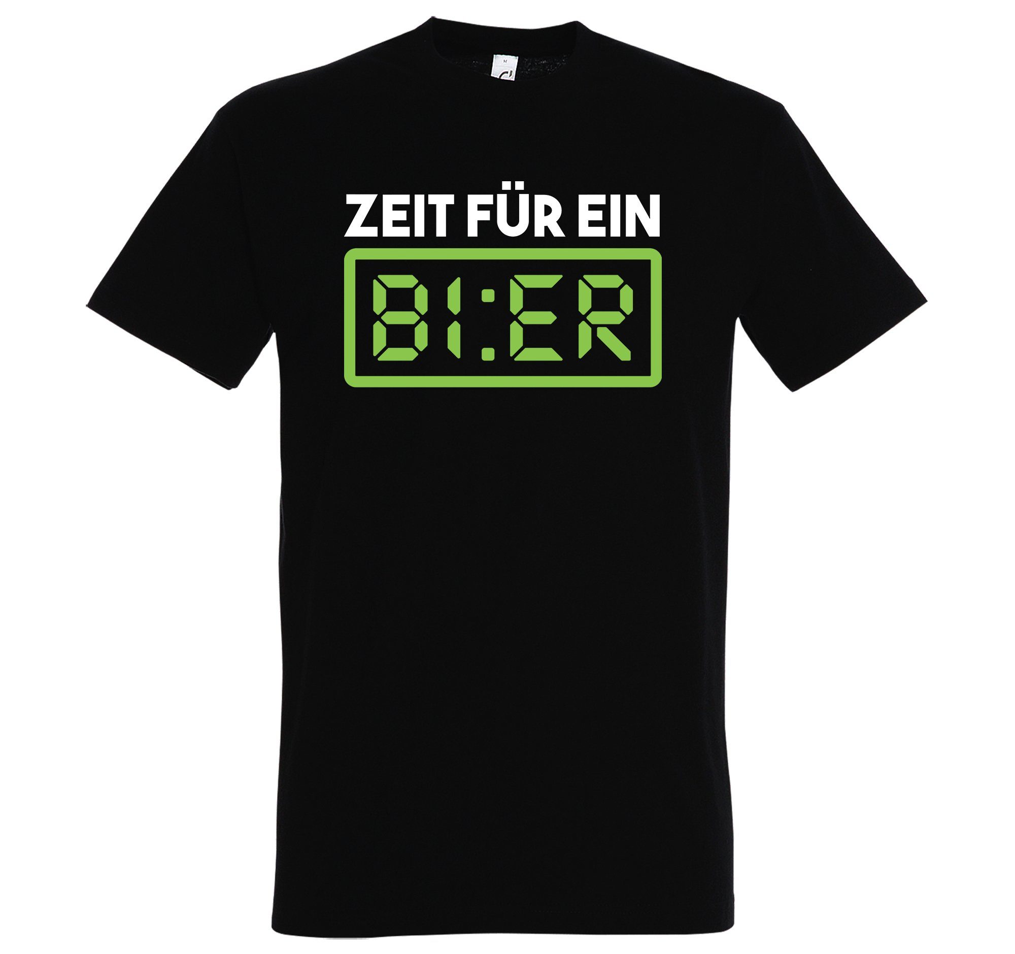 Youth Designz T-Shirt Shirt Herren mit Ein Frontprint Bier trendigem Für Zeit Schwraz