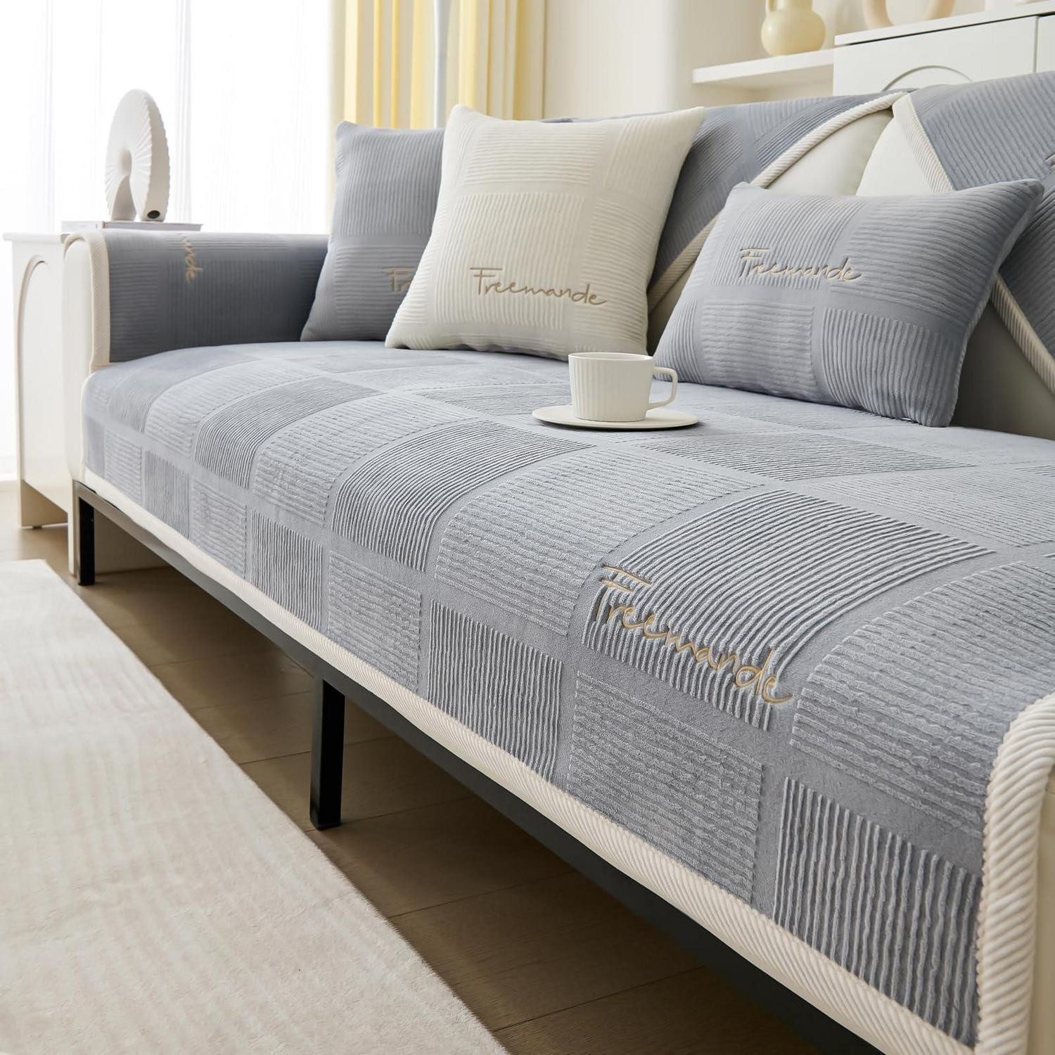 Überwurf Sofa Überwurf grau 90x240cm, LuxusKollektion