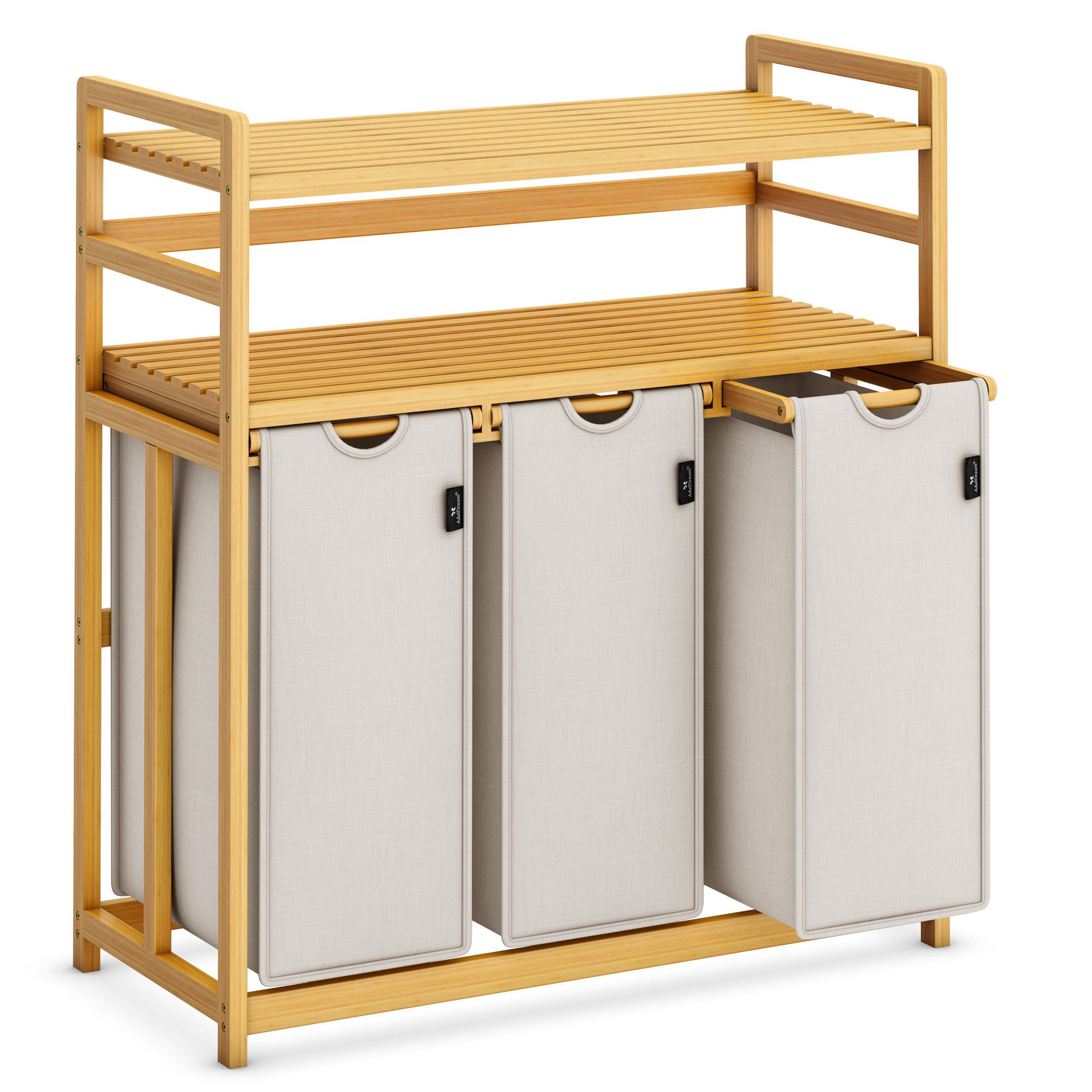 AdelDream Wäschekorb Wäschekorb 150L – 3 Fächer & 2 Regale günstig online kaufen