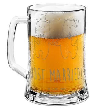 Mr. & Mrs. Panda Bierkrug Bär Heirat - Transparent - Geschenk, Bierkrug, Vatertag, Bier Krug, T, Premium Glas, Lasergravur
