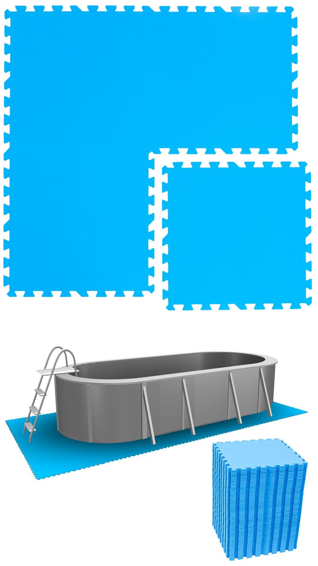 Poolunterlage Bodenmatte EVA erweiterbares Stecksystem m² 50x50 Blau Set, Pool 15 eyepower 64 Matten