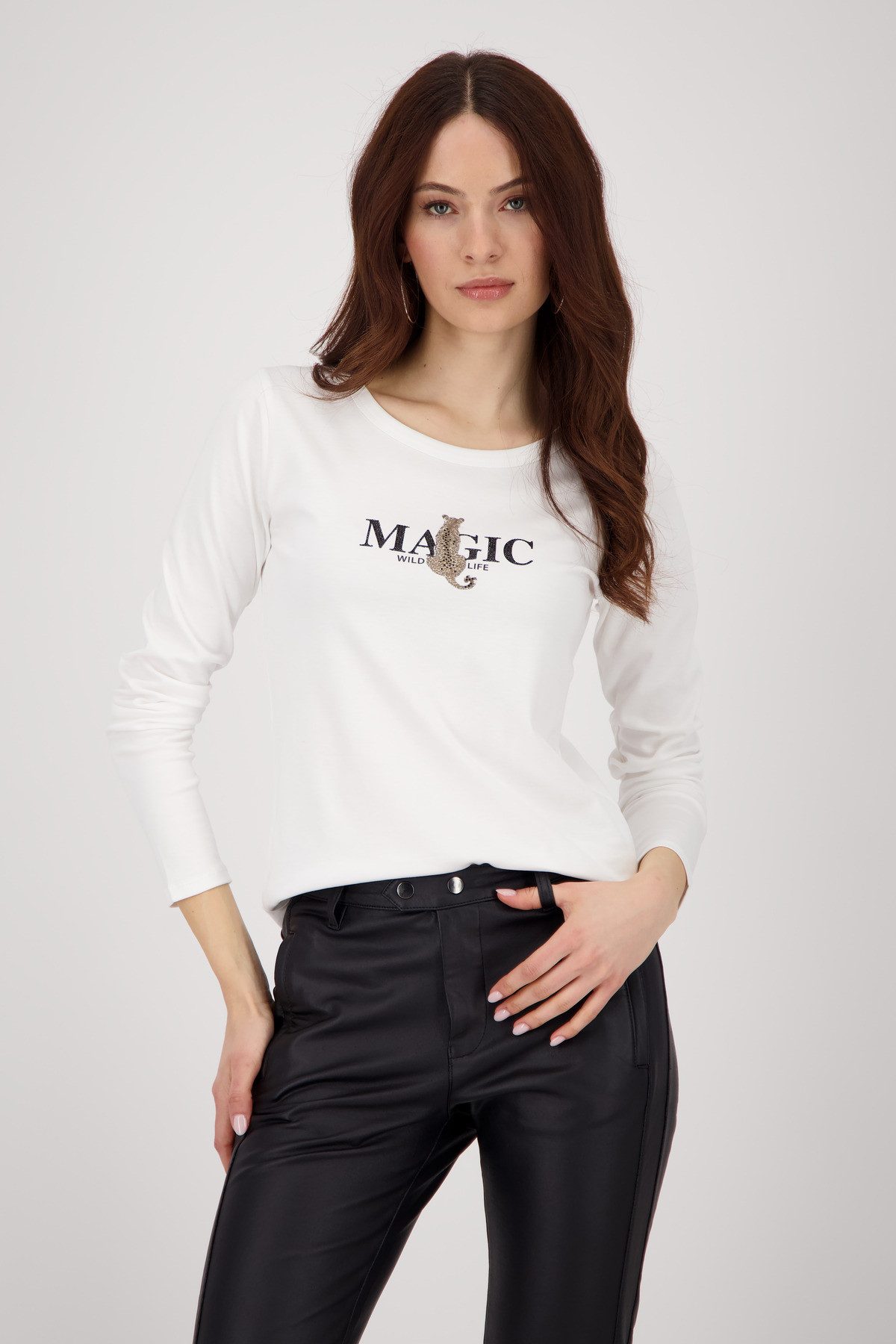 Monari Langarmshirt Shirt Leo + Schrift günstig online kaufen