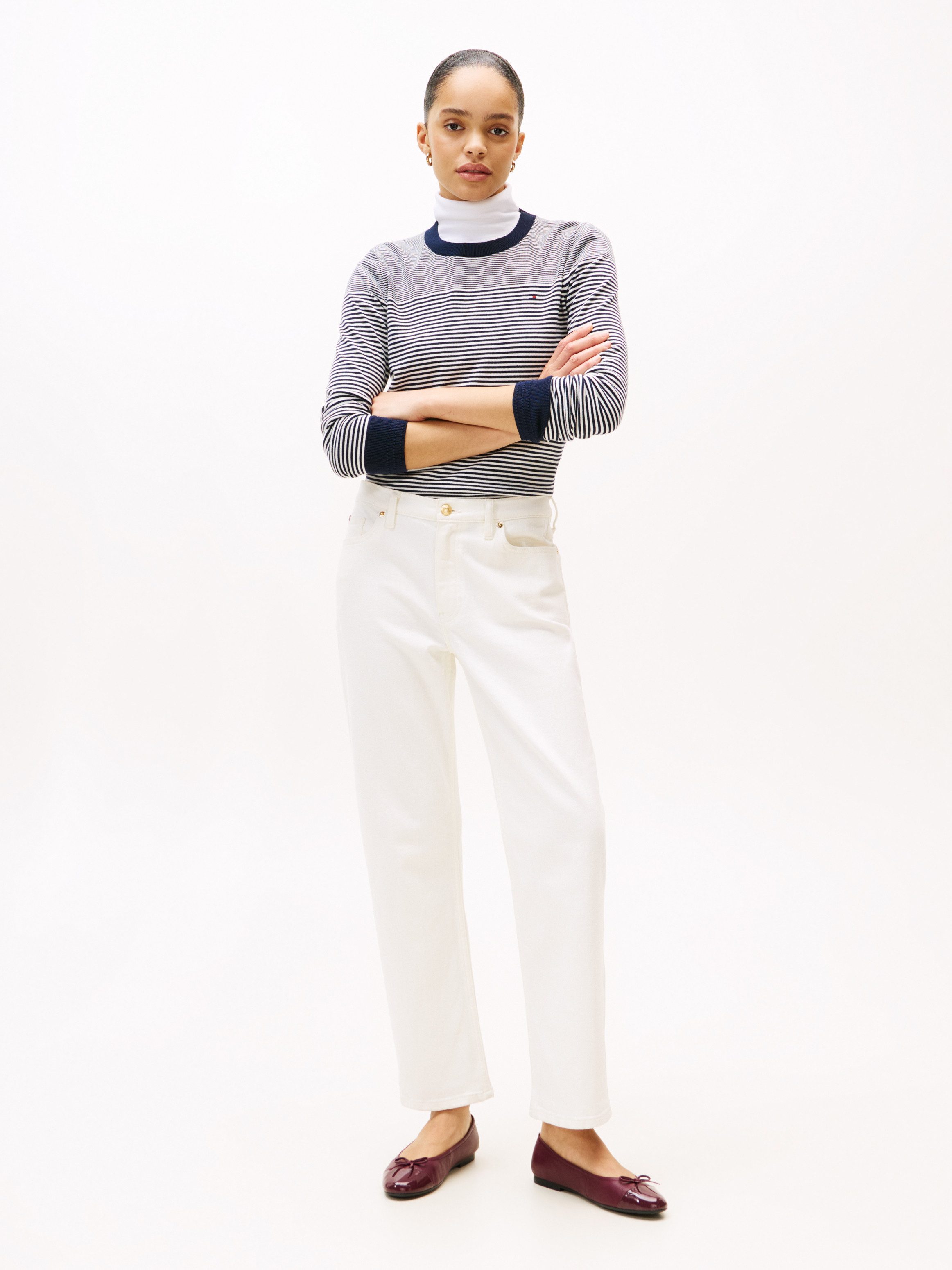 Tommy Hilfiger Rundhalspullover CO JERSEY STITCH LS C-NK SWT mit Logostickerei