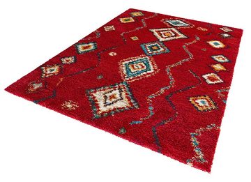 Teppich Hochflor Teppich Geometric rot, MINT RUGS, rechteckig, Höhe: 30 mm