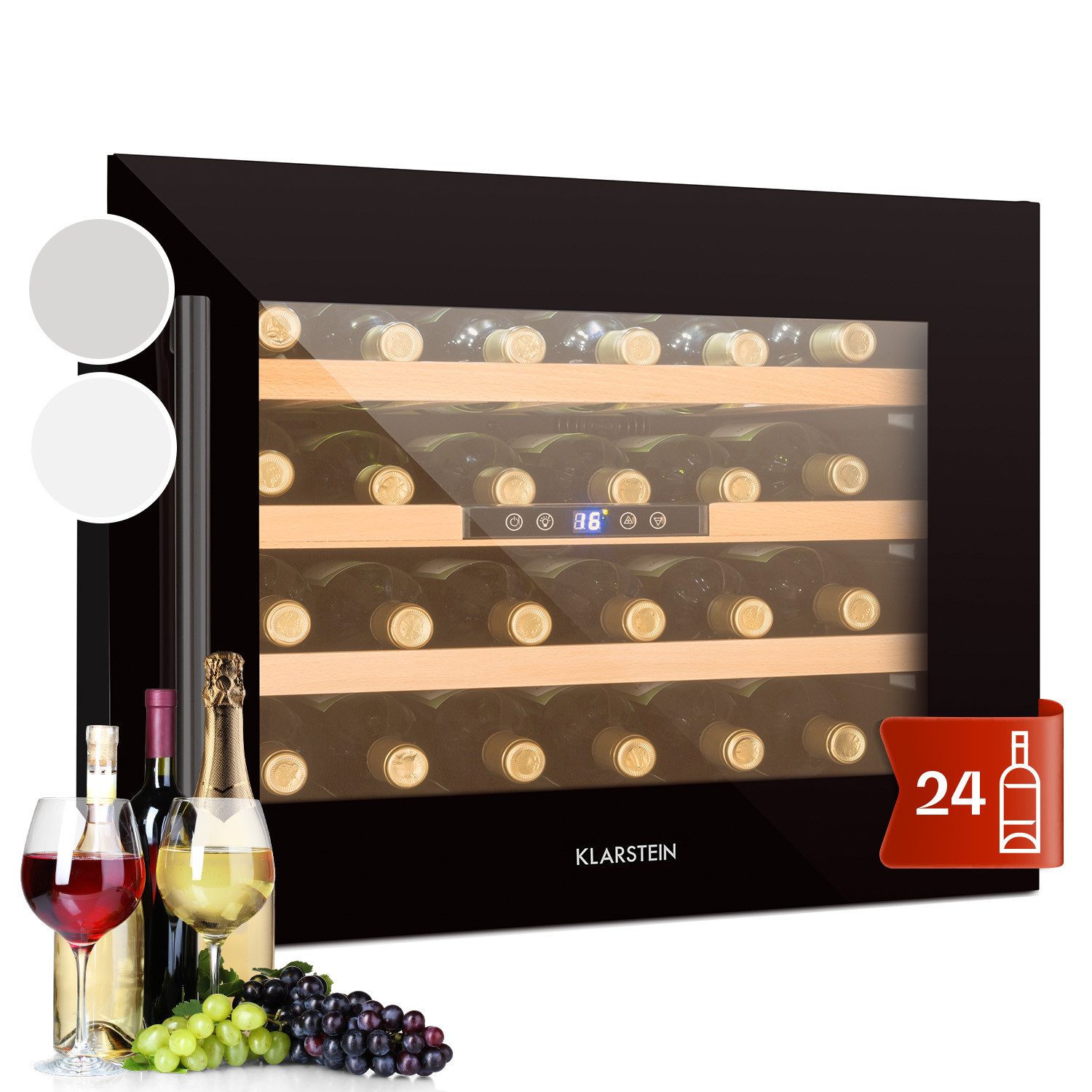 Klarstein Weinkühlschrank Vinsider 24 bottle Uno, für 24 Standardflaschen á 0,75l,Wein Flaschenkühlschrank Weintemperierschrank Weinschrank Kühlschrank