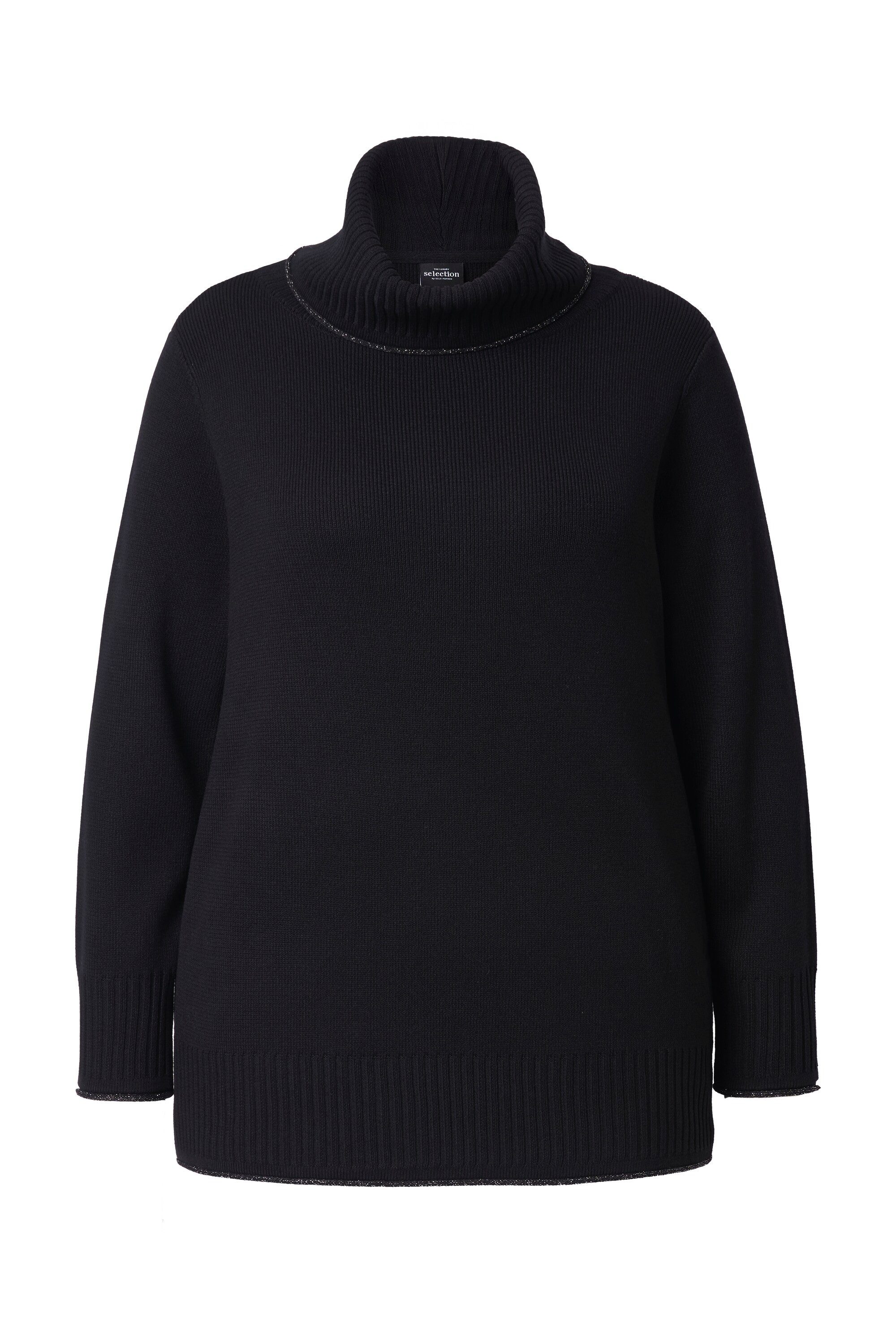 Ulla Popken Rollkragenpullover Pullover Glitzer-Rollkante A-Linie günstig online kaufen