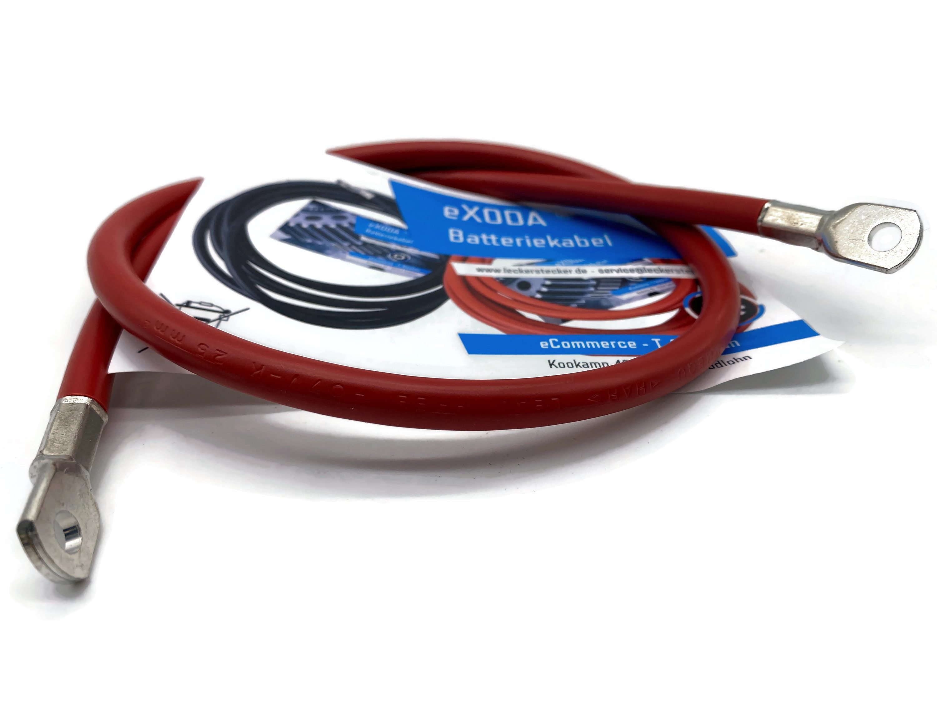 eXODA 25 mm2 M6 M6 Batteriekabel, Rot, (75 cm), 99% Kupfer