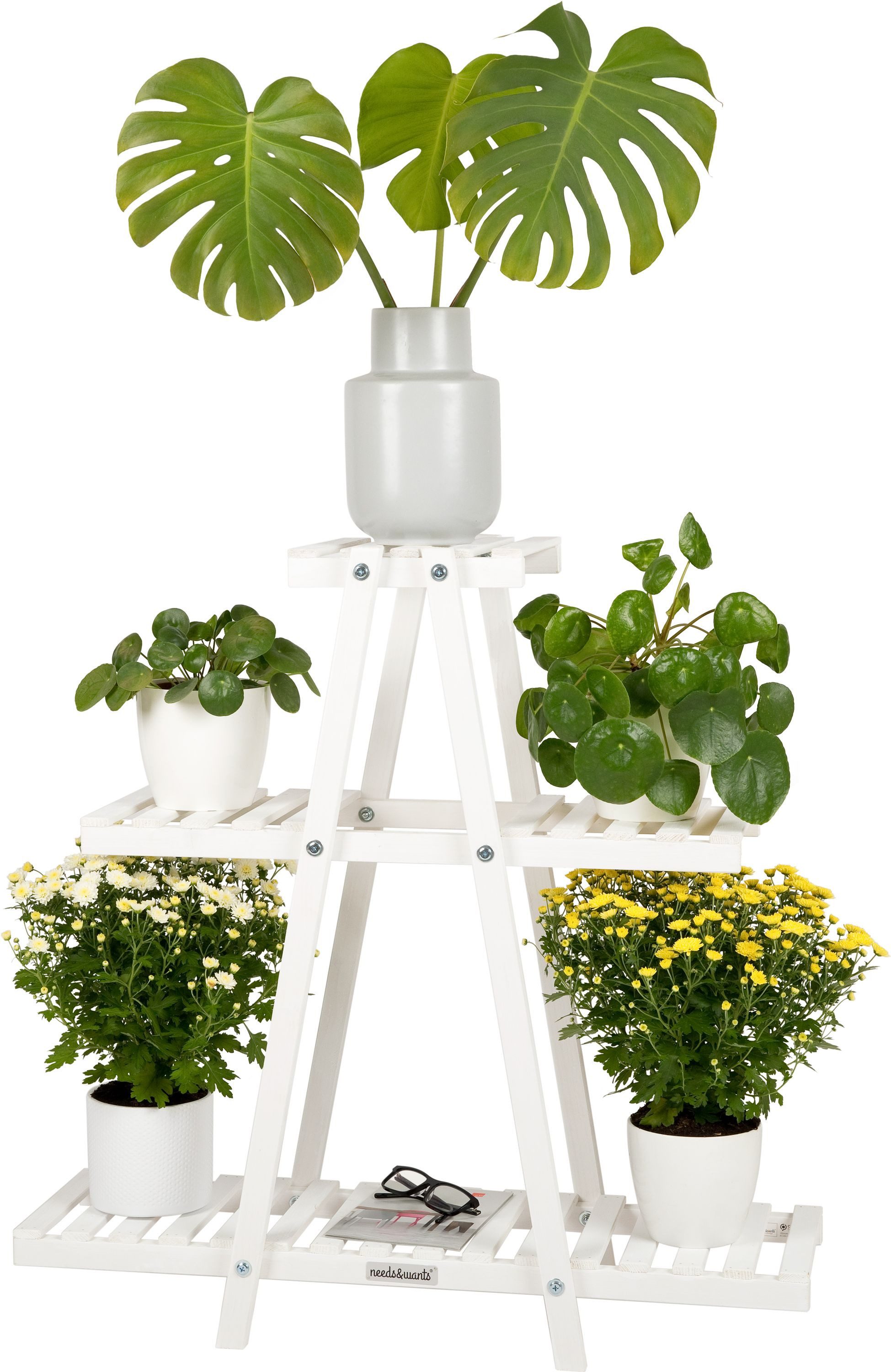 needs&wants® Blumenständer Pflanzenständer Blumentreppe Pflanzenregal Blumenregal Pflanzentreppe, Outdoor Indoor Balkon draußen Blumenleiter Pflanzleiter Pflanztreppe