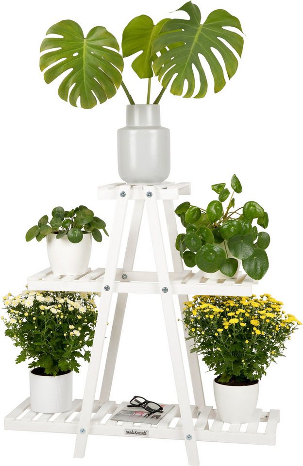 needs&wants® Blumenständer Pflanzenständer Blumentreppe Pflanzenregal Blumenregal Pflanzentreppe, Outdoor Indoor Balkon draußen Blumenleiter Pflanzleiter Pflanztreppe