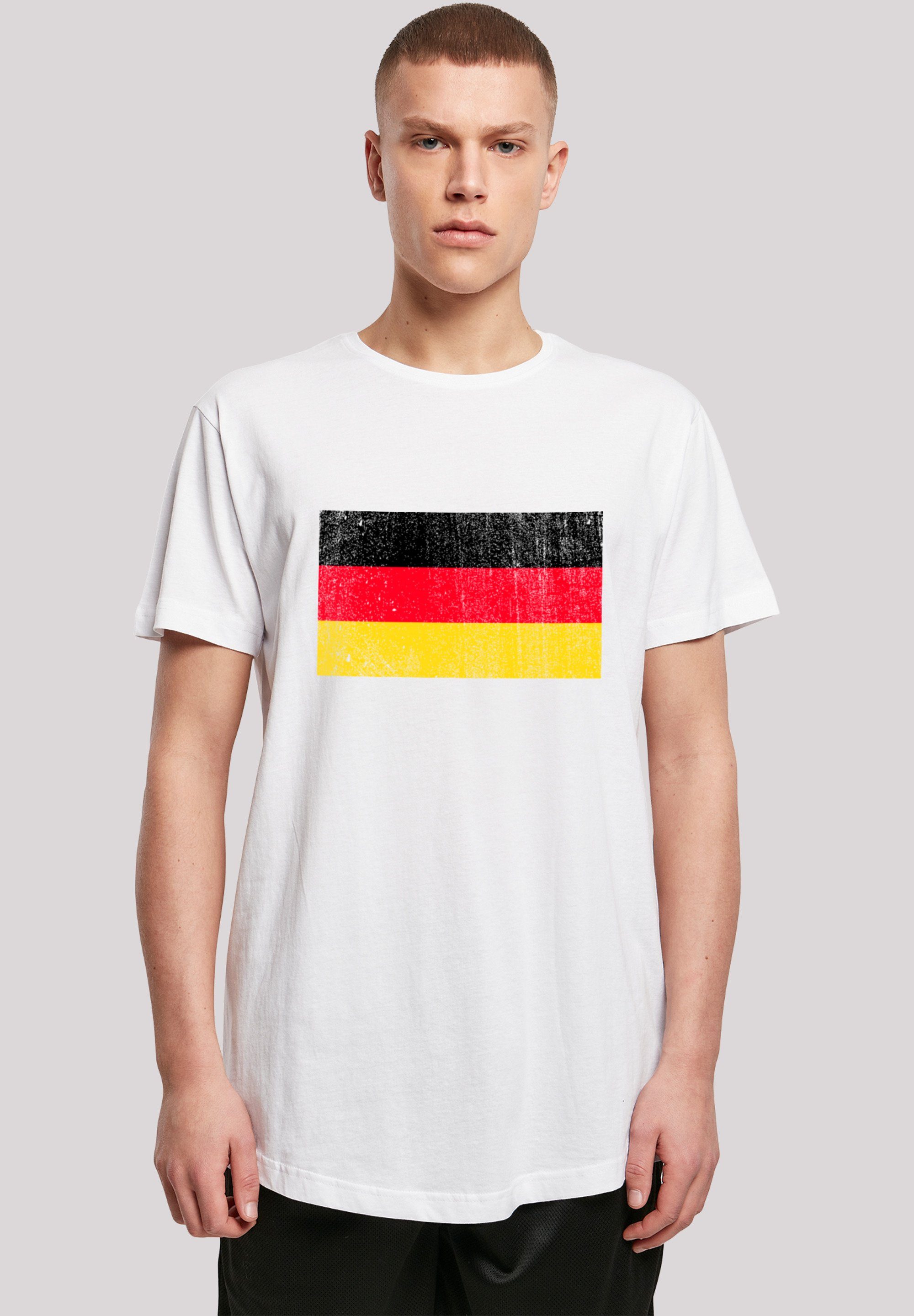 und T-Shirt cm Das trägt groß Print, ist Größe Deutschland Model distressed Germany Flagge F4NT4STIC 180 M
