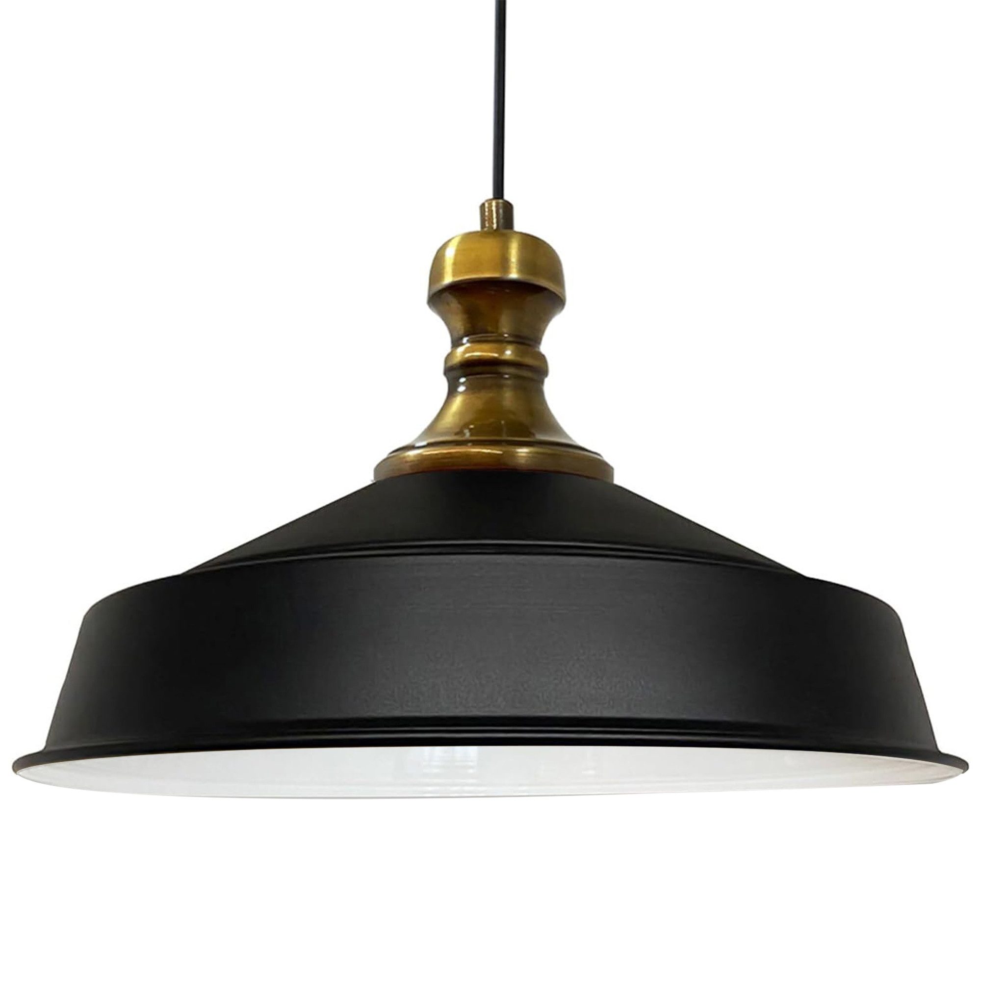 Bamyum Pendelleuchte Hängelampe Industrial Schwarz Weiß Metall, Ø40cm, E27, Vintage Lampe, ohne Leuchtmittel