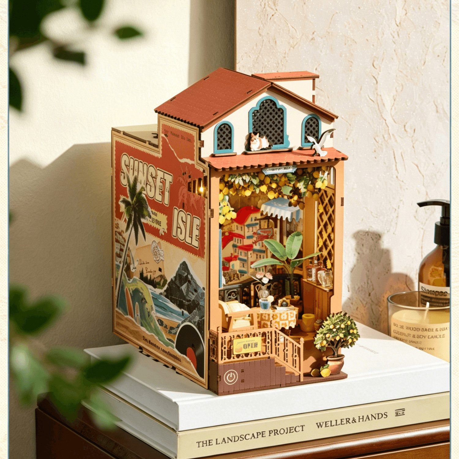 Robotime Buchstütze Sunset Isle Book Nook