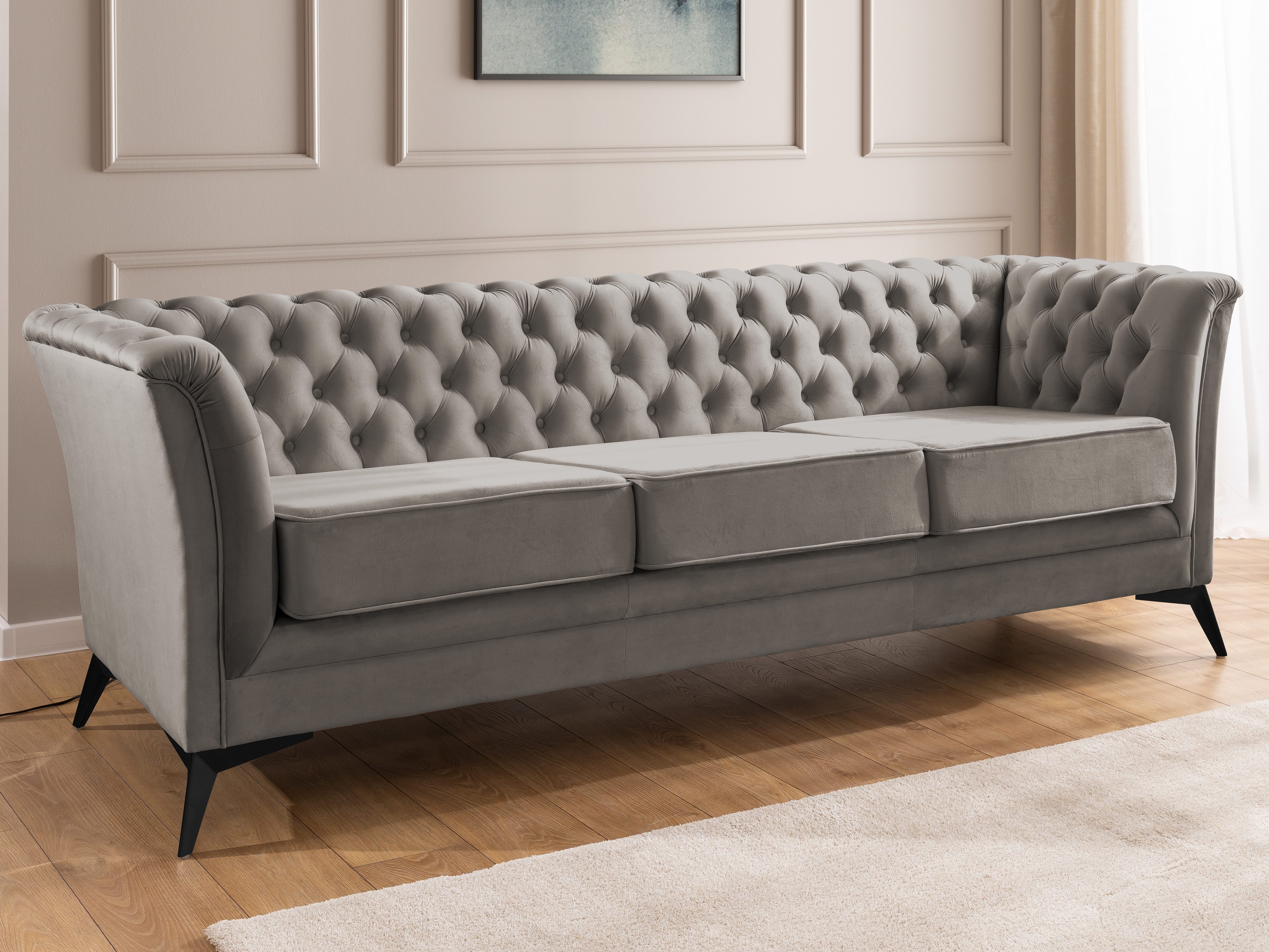 S-Style Möbel Polstergarnitur 3+2+1 Whitby, aus Samt mit goldenen, silberne günstig online kaufen