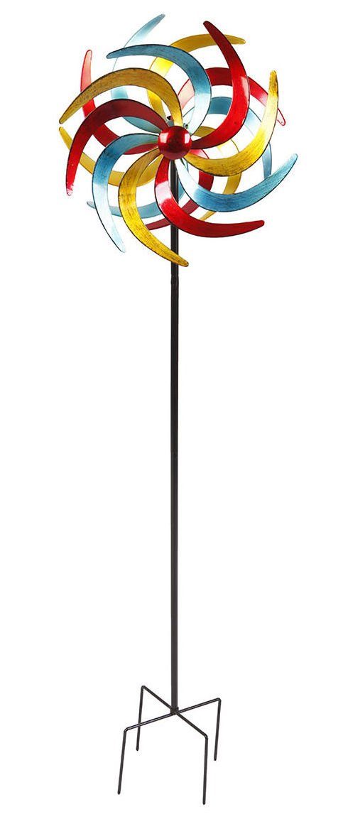 Spetebo Windspiel Garten Deko XXL Metall Doppel Windrad bunt Ø 61cm