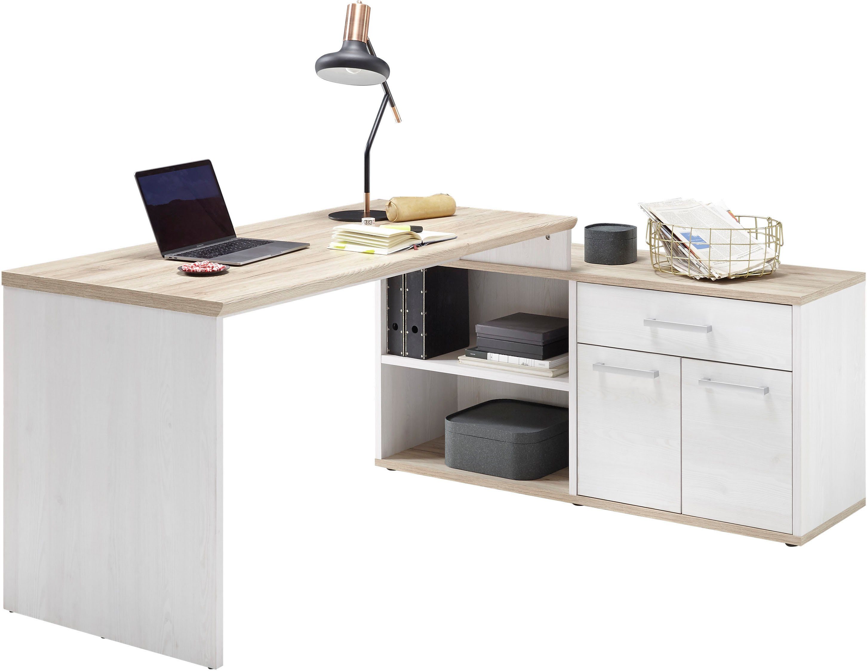 BEGA OFFICE Eckschreibtisch Romance, im Landhaustil, mit Sideboard, 140x130 günstig online kaufen