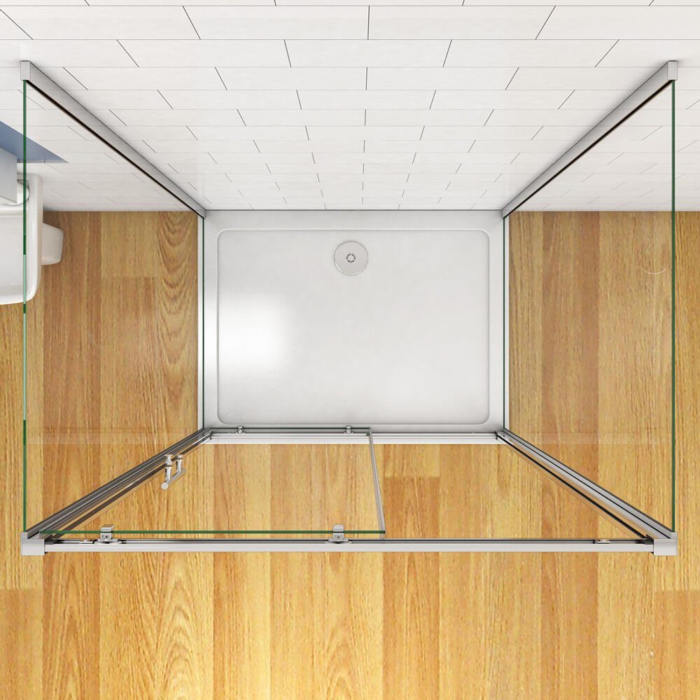 duschspa Komplettdusche 190cm Duschkabiene Schiebetür mit 2 Seitenwänden Duschabtrennung, BxT: 100x76 cm, Sicherheitsglas, Set, mit 2 Seitentelen, links und rechtes montierbar