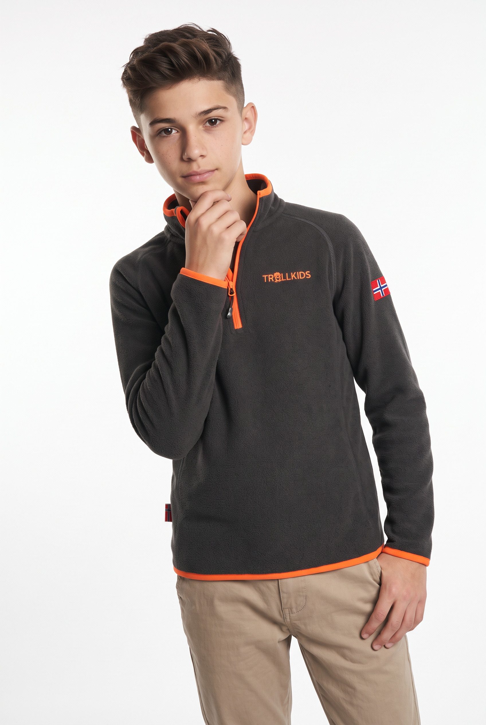 TROLLKIDS Strickfleece-Pullover KIDS NORDLAND HALF ZIP aus Polyester, für Kinder