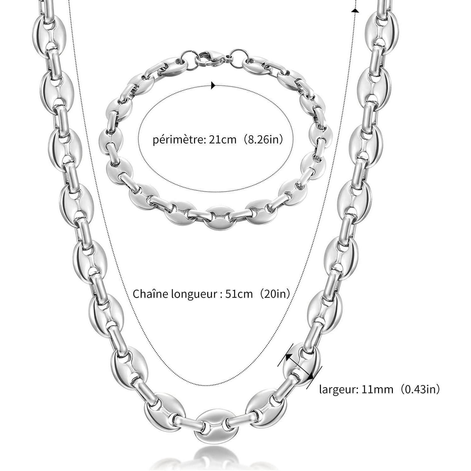 LuxusKollektion Ketten und Armband Set Halskette Herren Edelstahl Kaffeeboh günstig online kaufen