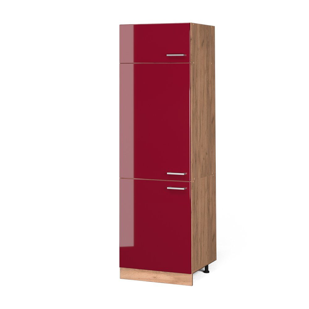 Vicco Kühlumbauschrank R-Line, Bordeaux Hochglanz/Goldkraft Eiche, günstig online kaufen