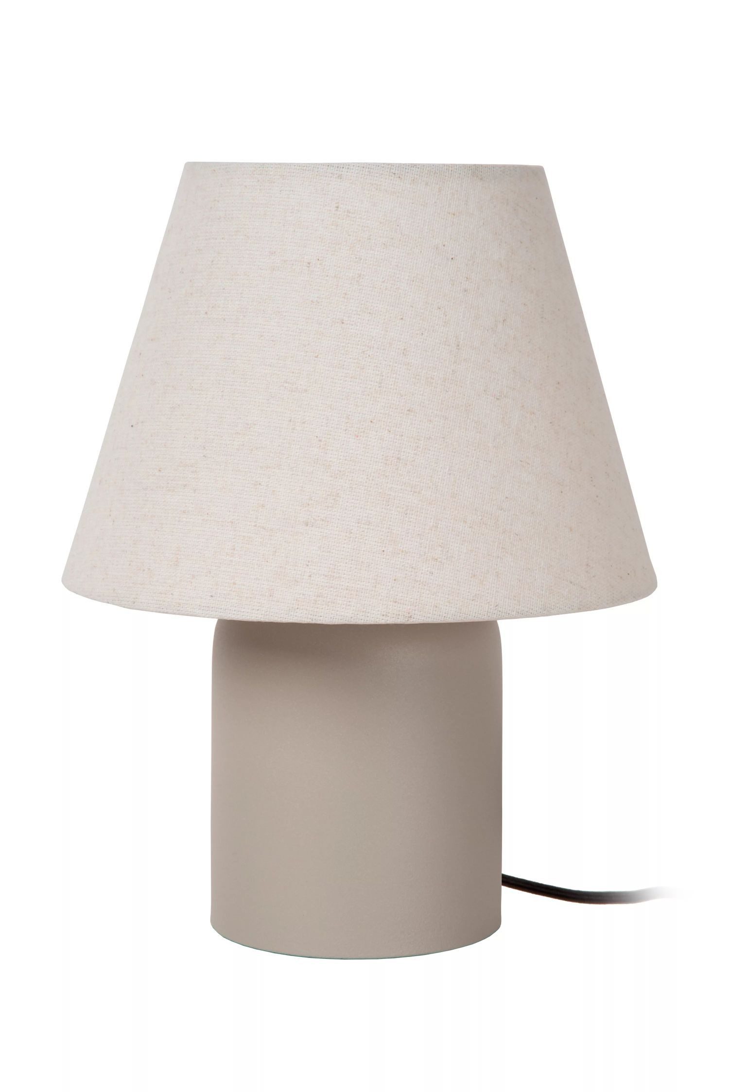 Licht-Erlebnisse Nachttischlampe ORYNE, ohne Leuchtmittel, Stoff Keramik Ø 20 cm rund 27 cm Beige E14 Modern Keramikleuchte